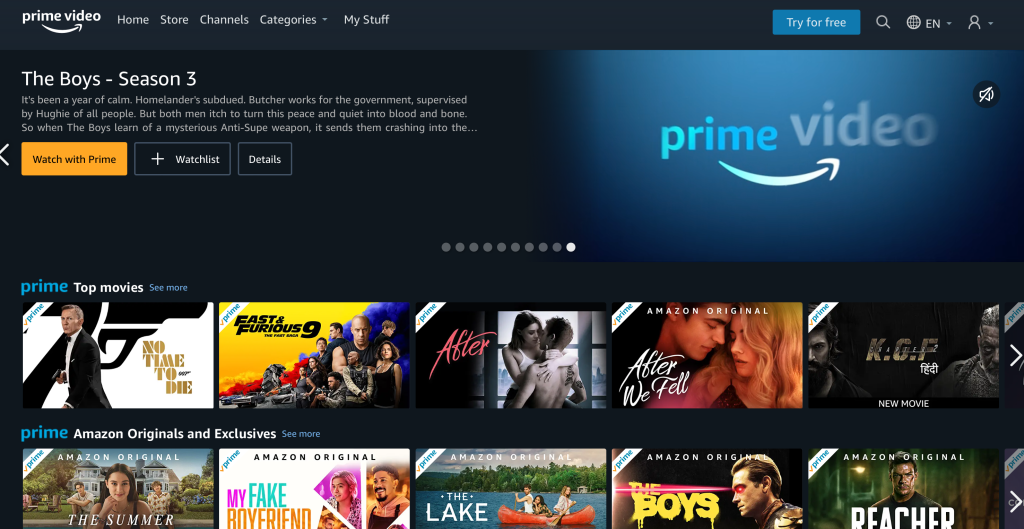 Shows available on Prime Video