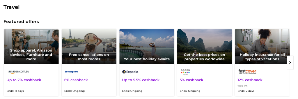 Cashback you can earn on Cashrewards