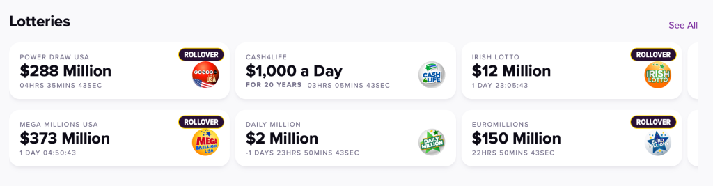 The jackpots are much bigger than those in Australia.